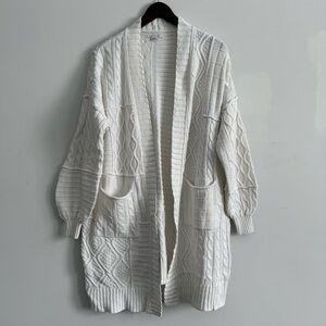 American Eagle Cozy White Cable Knit Cardigan